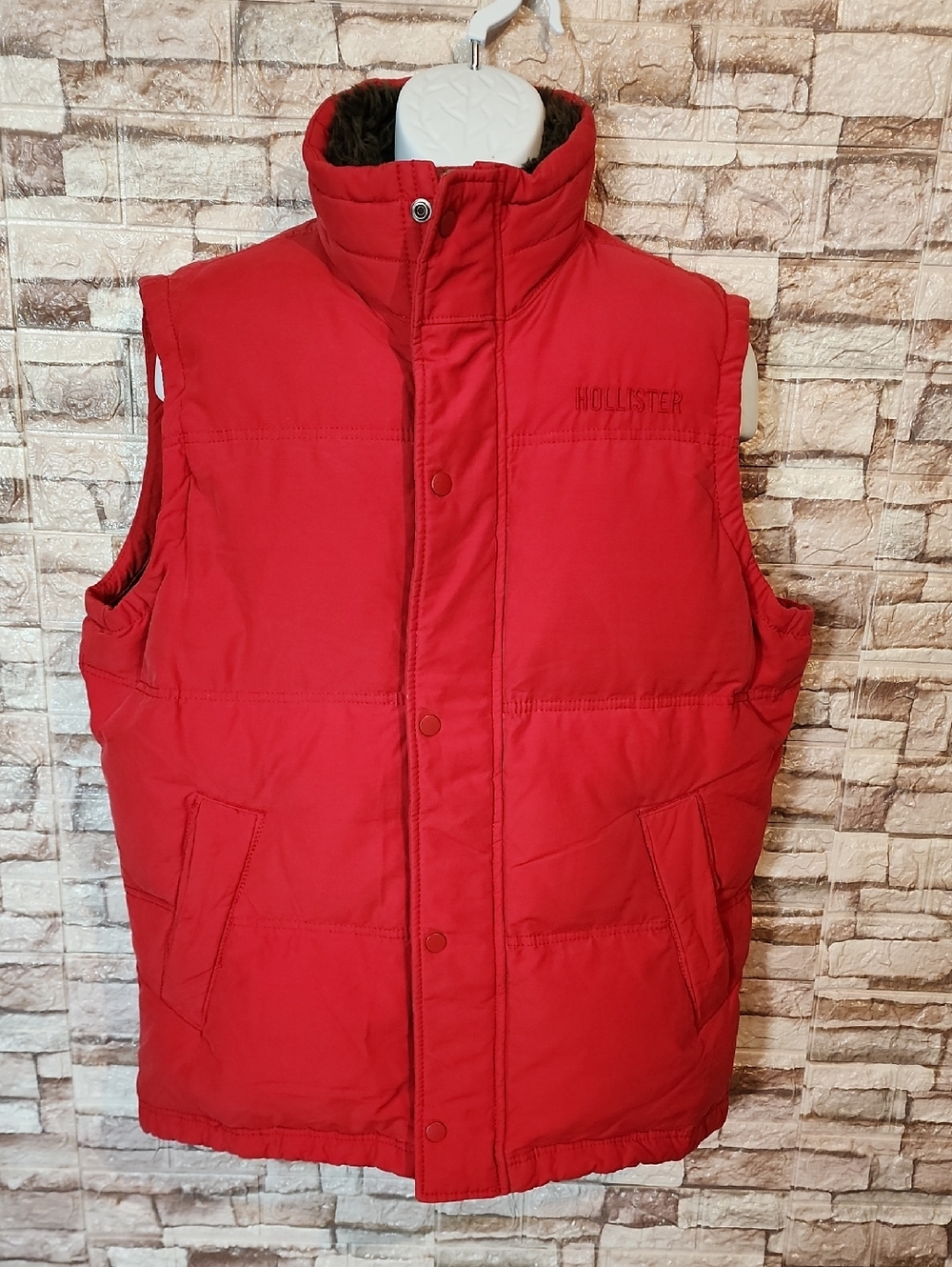 Hollister Red Full Zip Vest